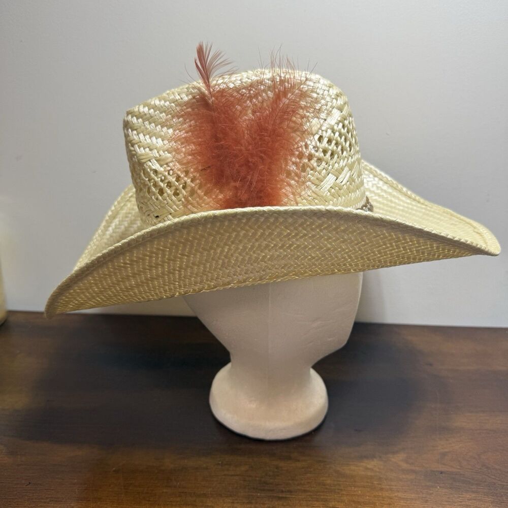 Stetson Roadrunner Bryant Finish Straw Western Cowboy Hat Sz 7 1/4 Vintage - Picture 3 of 10